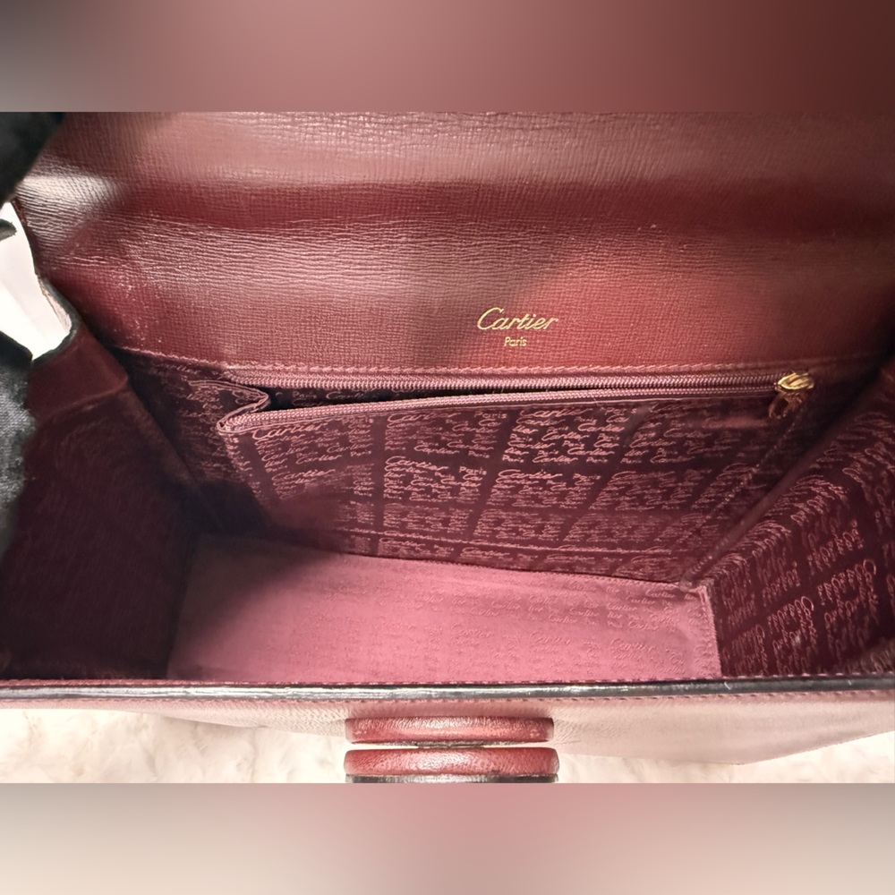 CARTIER Bordeaux Leather Top Handle Handbag-SKU1 - Picture 8 of 11